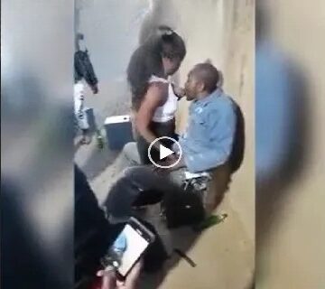 A Drunk Guy Sucking His Girlfriend Boobs in Public